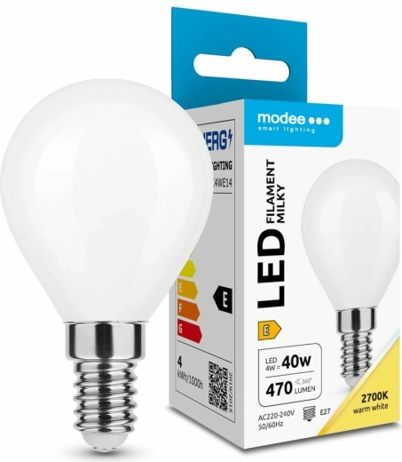 Modee LED-Lampe Filament Milky Globe Mini G45 4 W E14 warmweiß