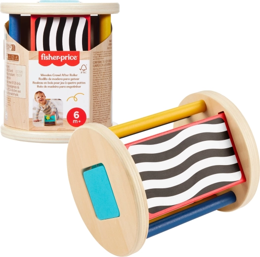 Fisher-Price Holz-Aktivitätsroller für Kleinkinder (Sensorikspielzeug)