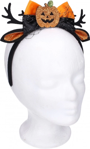 Karneval-Haarreif mit Ohren und Kürbisverzierung