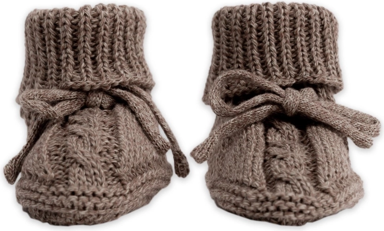 Lodger gestrickte Babyschuhe knit cable buffalo 0–6 Monate - 1 Stück
