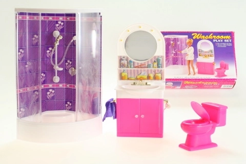 Glorie Badezimmer – Duschkabine mit Waschbecken und Toilette für Puppen