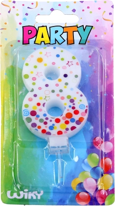 Party-Kerze Zahl 8 mit Punkten