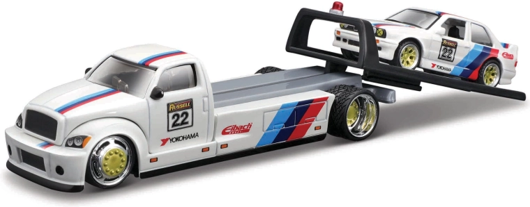 Maisto Elite Transport Pritschenwagen mit BMW M3 1988 1:64