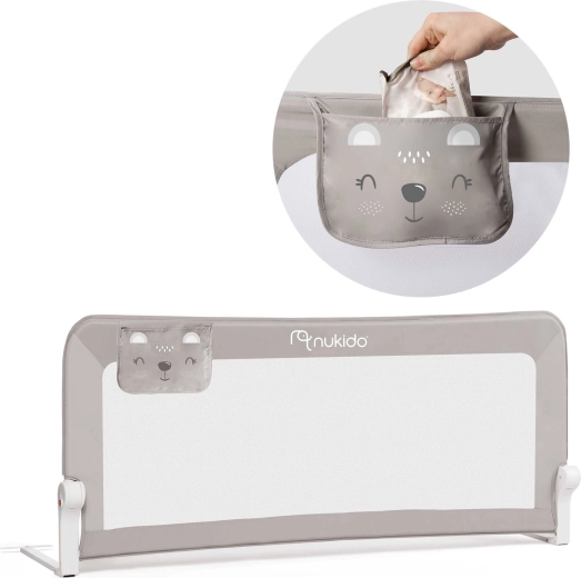 Kinder-Bettschutzgitter 150 × 66 × 35 cm Nukido – grau