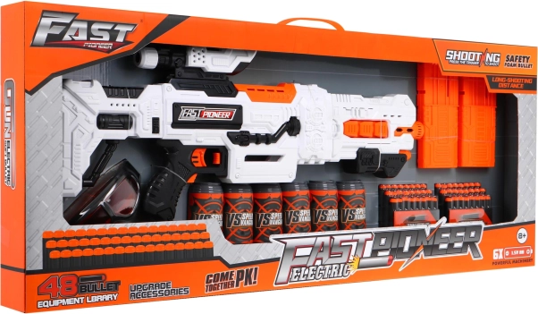 Elektrischer Kinderblaster Fast Pioneer 8+ mit Zubehör und 48 Schaumstoffpfeilen