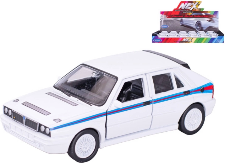 Welly Automodell Lancia Delta HF Martini mit Rückzugantrieb weiß 11,5 cm