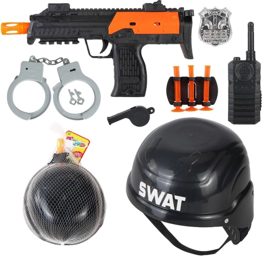 Polizei-Kinder-Set SWAT mit Maschinenpistole, Helm und Zubehör