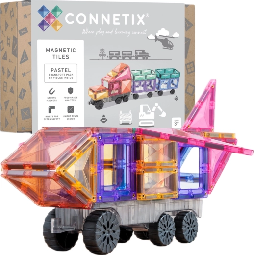 Connetix Pastel Transport Pack magnetische Bausteine 50 Teile