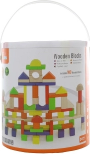Holzbaukasten mit 100 Bausteinen