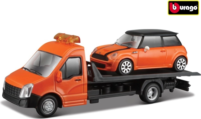 Bburago Abschleppwagen mit Mini Cooper S orange