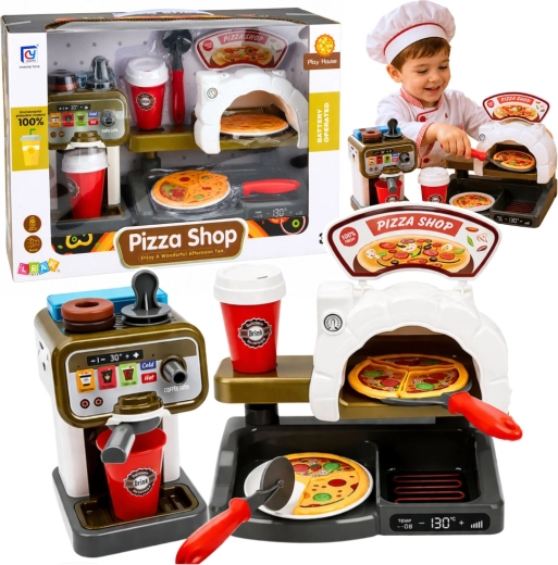 Kinder-Pizzeria-Set mit Pizzaofen und Kaffeemaschine (Pizza Shop)