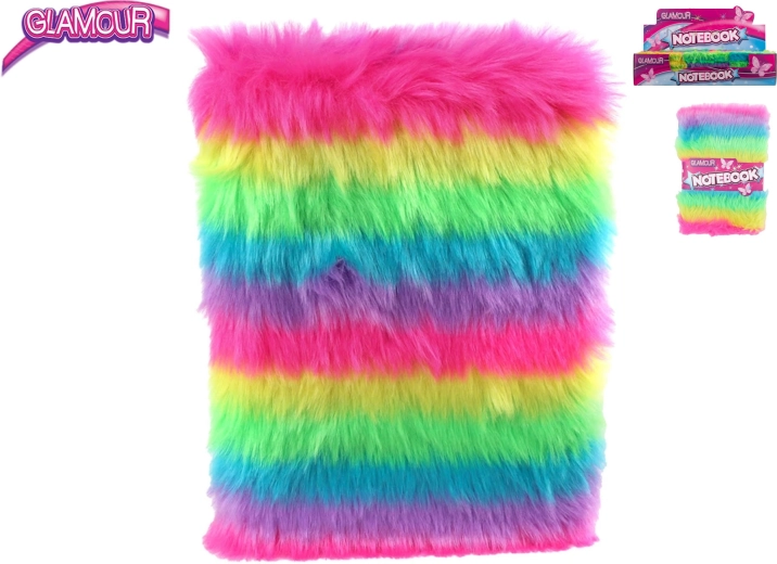 Glamour Regenbogen-Plüsch-Notizbuch A5, 80 Seiten