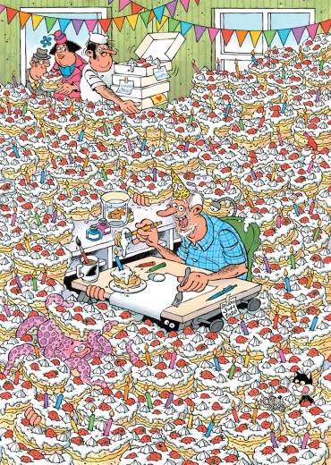 JUMBO Puzzle Jan van Haasteren Expert: Hurra, Jan wird 90! 500 Teile
