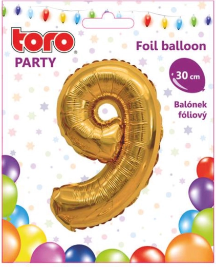 Folienballon Zahl 9, 30 cm, gold TORO