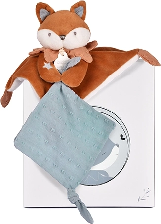 Doudou-Geschenkset: Plüschfuchs Timo mit Schmusetuch und Schnullerhalter 20 cm