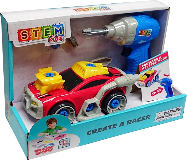 Schraub-Rennauto mit Bohrmaschine, rot