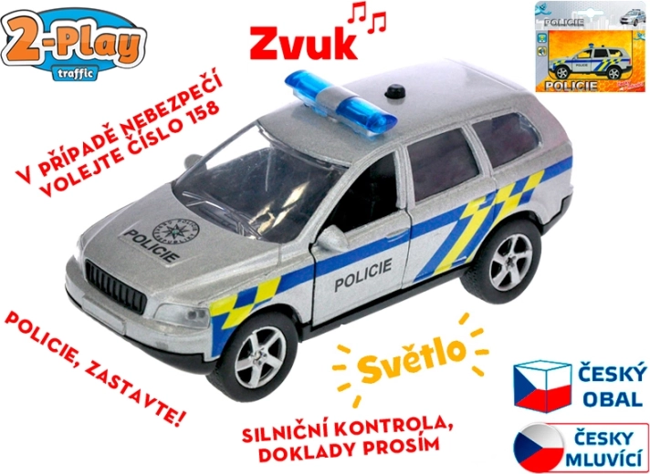 Polizeiauto 11 cm mit Rückziehmotor und Licht, spricht Tschechisch