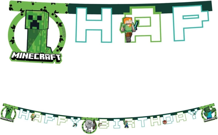 Procos Hängebanner Minecraft Happy Birthday 2 m