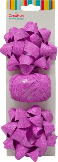 Glitzerndes rosa Geschenkverpackungs-Set mit Band und sternförmigen Schleifen