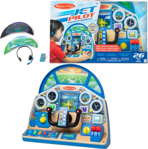 Melissa & Doug interaktives Pilotencockpit – hölzernes Flugzeug-Bedienpanel