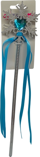 Zauberstab aus Kunststoff mit Schneeflocke und blauem Band