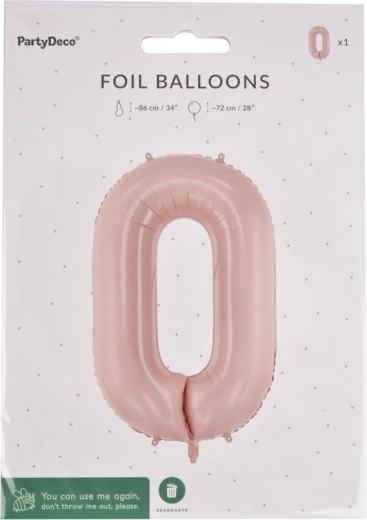 Folienballon Zahl 0 Beige 72 cm