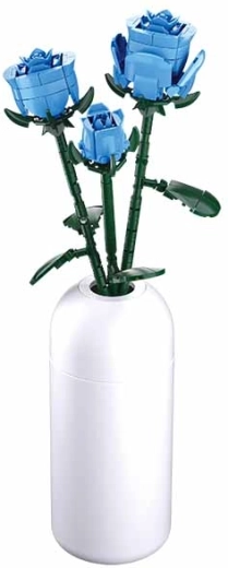 SLUBAN Blaue Rosen in der Vase – Klemmbaustein-Bausatz