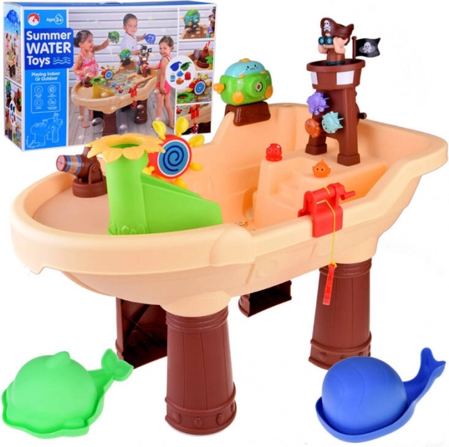 Stehender Piraten-Wassertisch mit Sandkasten und Seifenblasenmaschine