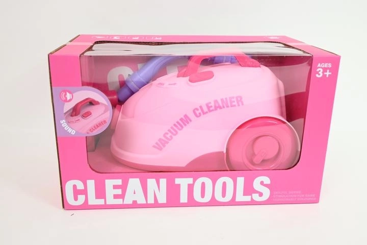 Rosa batteriebetriebener Kinderstaubsauger mit Soundeffekten