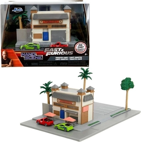 Jada Fast & Furious Diorama Toretto’s Market and Café mit 2 Nano-Autos