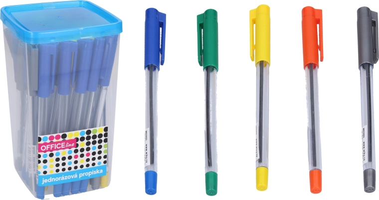 Einweg-Kugelschreiber blau im PVC-Box, 50 Stk.