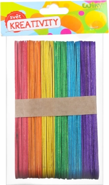 Bunte Holzstäbchen 15 × 1,8 cm, 50 Stk.