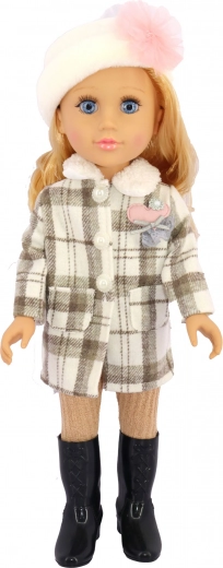 Puppe mit Sound 48 cm mit Mäntelchen und Mütze