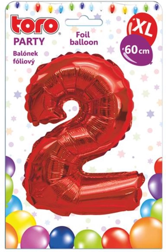 Folienballon Zahl 2, 60 cm, rot