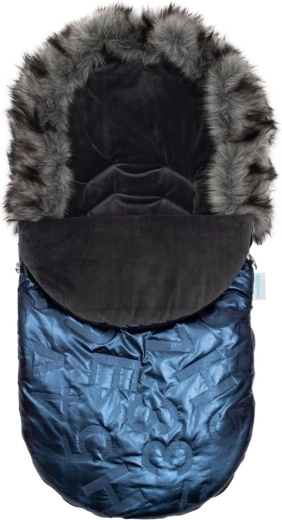 Luxuriöser Winterfußsack mit Fellbesatz New Baby blau