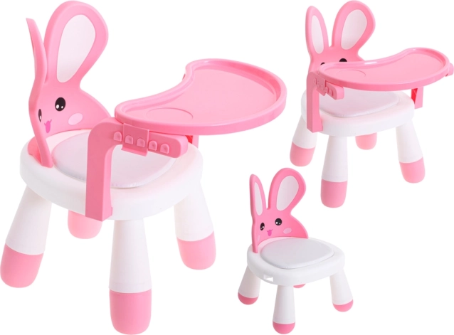 Kinderstuhl in Hasenform mit abnehmbarem Tisch – rosa
