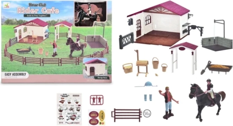 Kinder-Spielset Ranch mit klappbarem Stall
