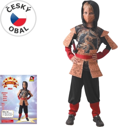 Kinder-Karnevalskostüm Ninja für eine Körpergröße von 110–120 cm