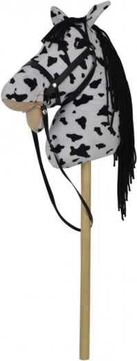 Plüsch-Steckenpferd mit Sound, 70 cm, schwarz‑weiß (Appaloosa)
