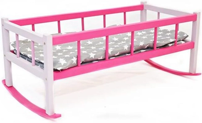 Große Wiege und Bettchen für Puppen mit Bettzeug 60 cm (Farbmix) - 1 Stück
