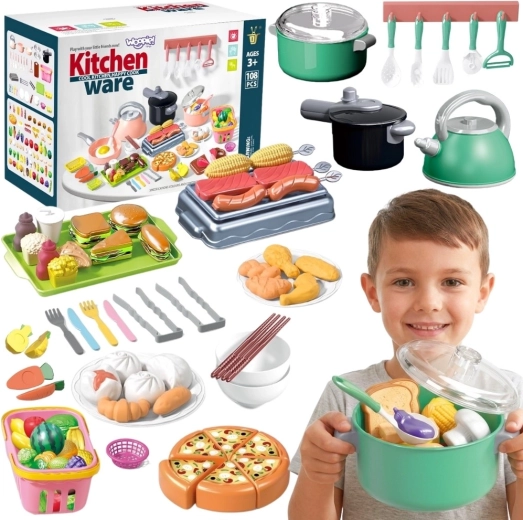 Woopie Küchen-Set zum Kochen und Schneiden 108 Teile grün