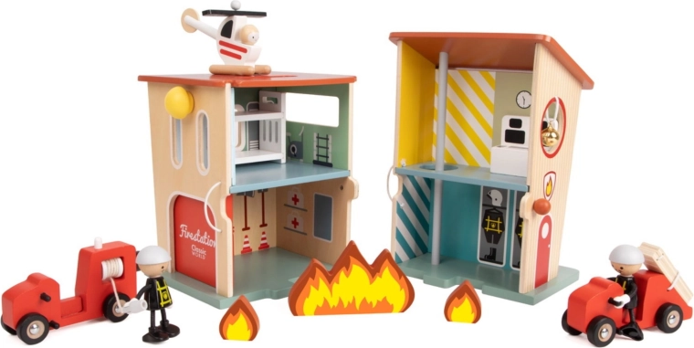 Komplettes Holzset für Feuerwehreinsätze
