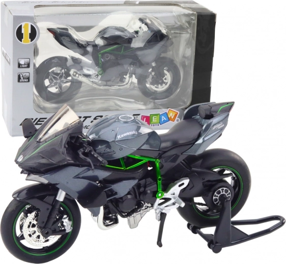Metall-Sportmotorrad mit Licht und Sound 1:12 grau