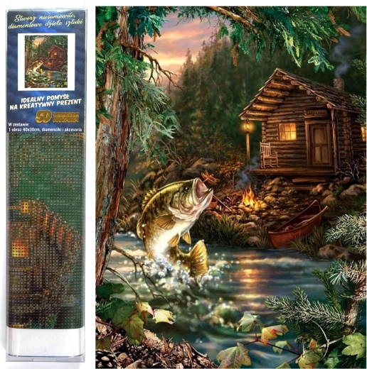 Kreativ-Set Diamantmalerei Fischerhütte 30x40 cm
