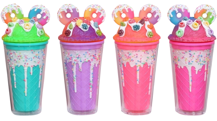Becher mit Deckel und Strohhalm Donuts 480 ml