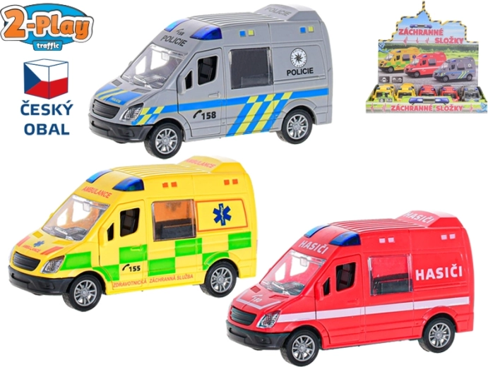 2-Play Traffic Rettungsfahrzeug 1:32 mit Schwungrad, 12 cm