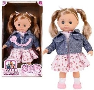 Puppe Natalia spricht Polnisch 39 cm in dunkelblauer Jacke