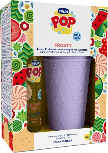 Chicco POP Dreamy Mist parfümiertes Wasser Vanilla Wrap 150 ml + Federmäppchen Eis