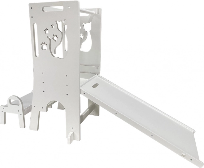 Mitwachsende Lernturm mit Kätzchen, Rutsche und Tafel