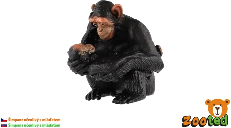Figur einer Schimpansenmutter mit Jungtier